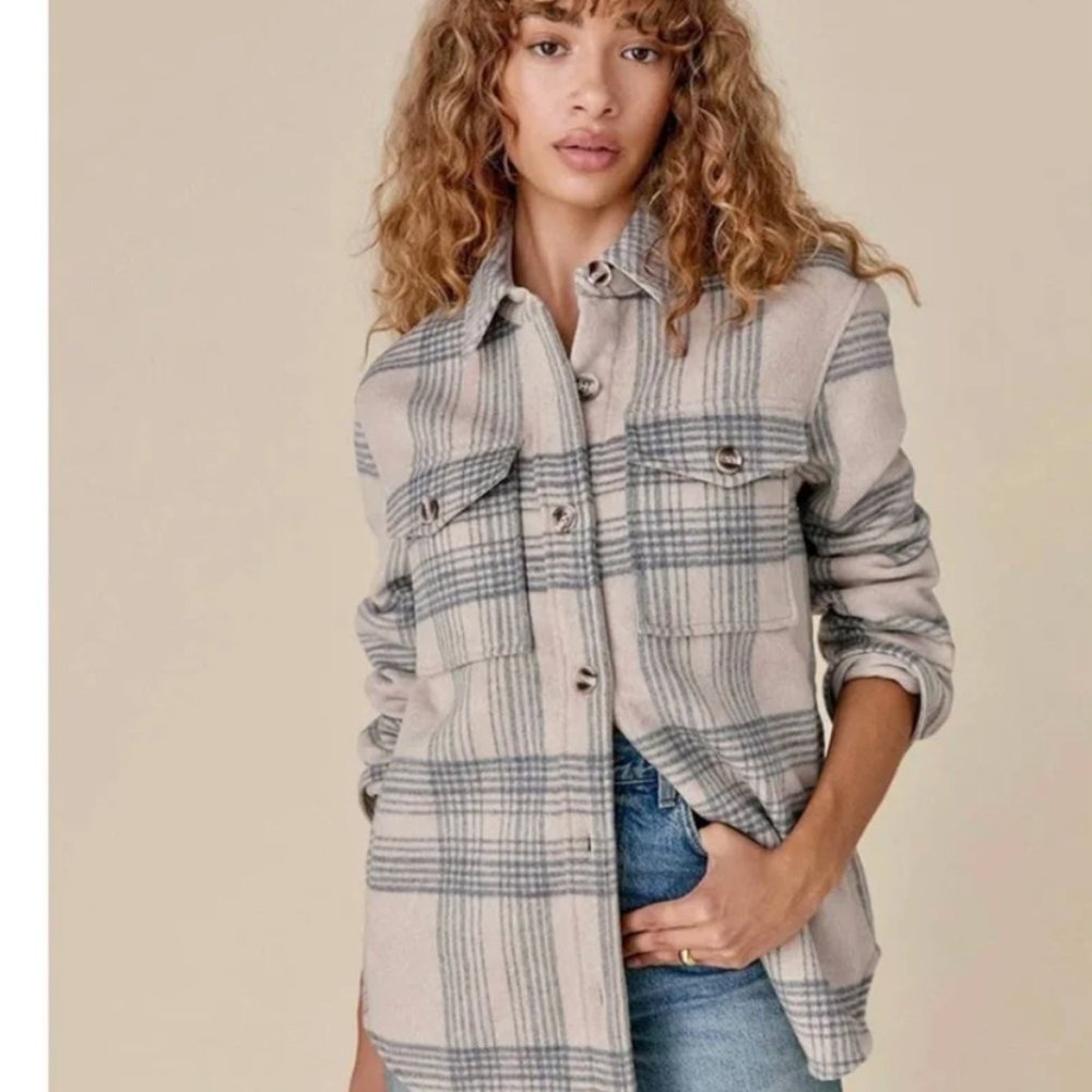 NWT Reformation Giles Oversized Flannel Shirt Jacket